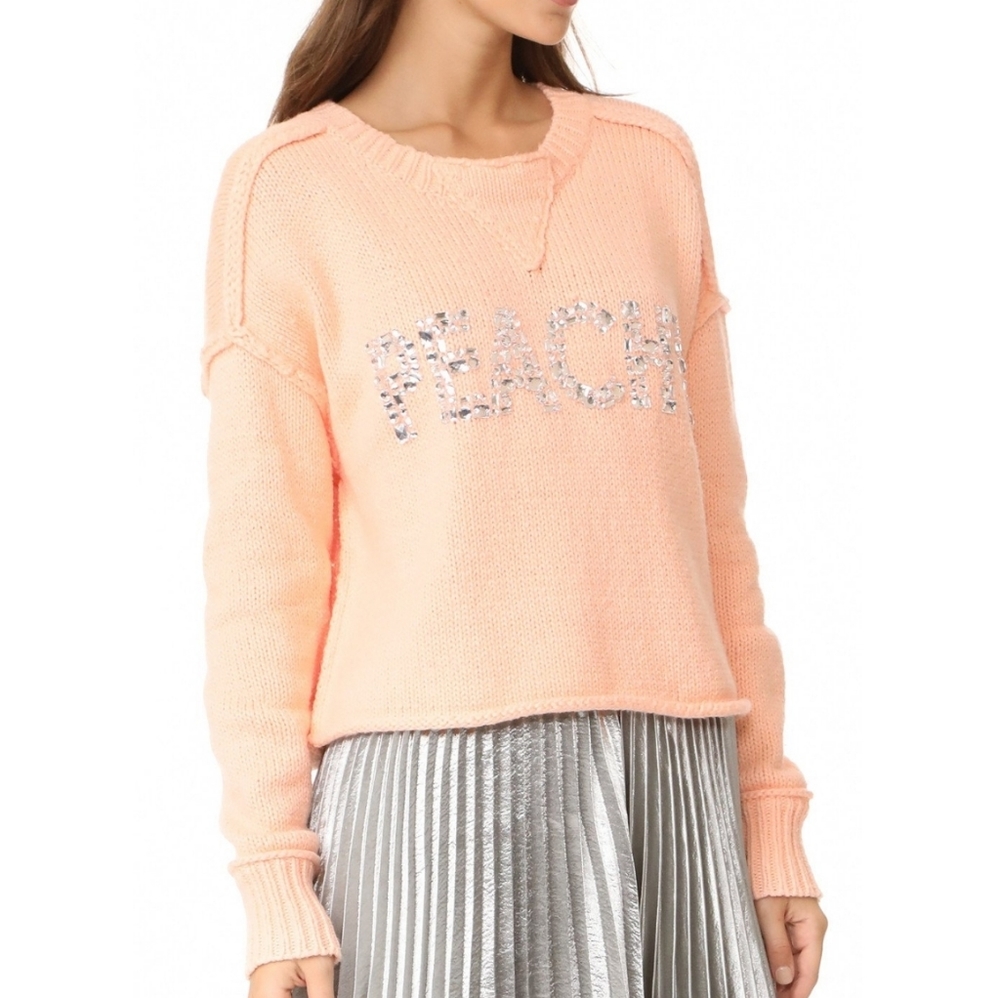 NWT Wildfox Rhinestone Peach Sweater